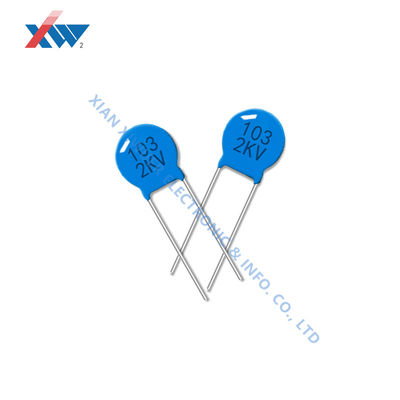 Harga bagus Kapasitor Porselen Tegangan Tinggi Keramik 103M / 2KV 10NF 2000V P7.5MM Biru on line
